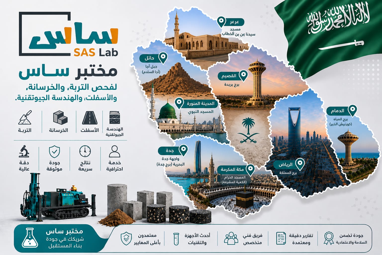 خريطة فروع مختبر ساس في المملكة العربية السعودية